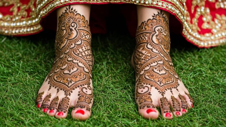 Crescent Bloom Feet Mehndi