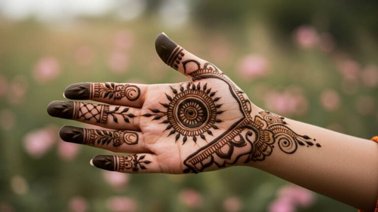 Mehndi Bracelet with Rose Accent