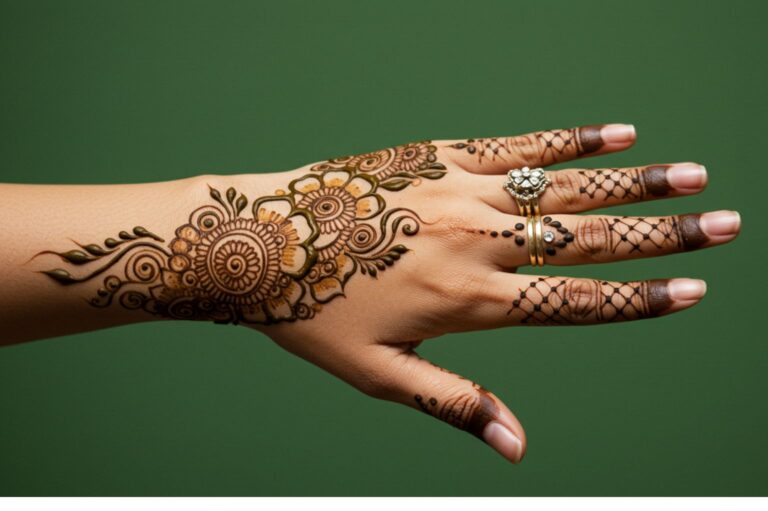 Bold Bloom Mesh Mehndi