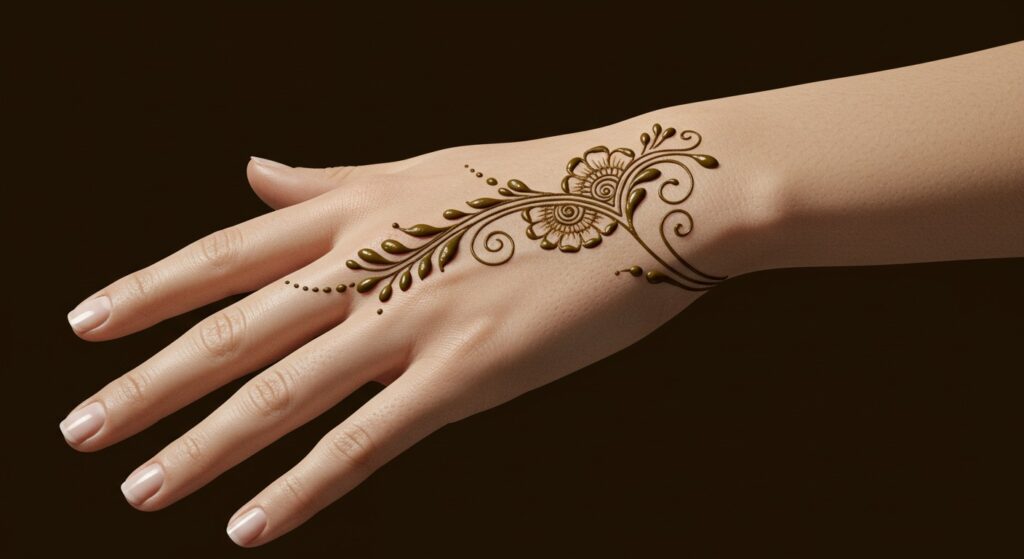 Spiral Leaf Path Mehndi