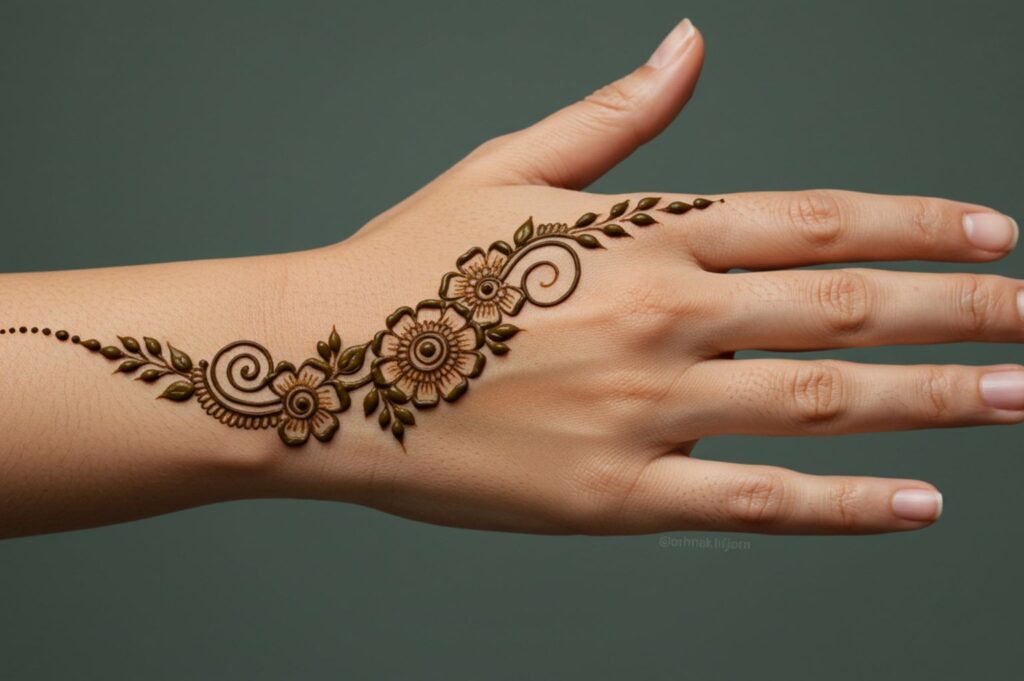 Curved Blossom Trail Mehndi