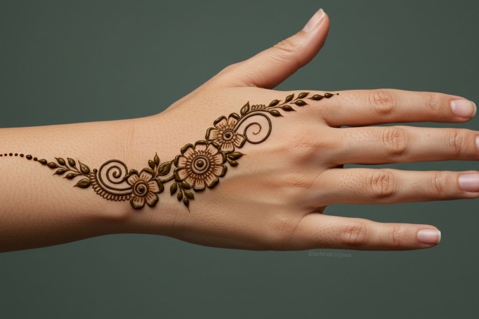 Curved Blossom Trail Mehndi