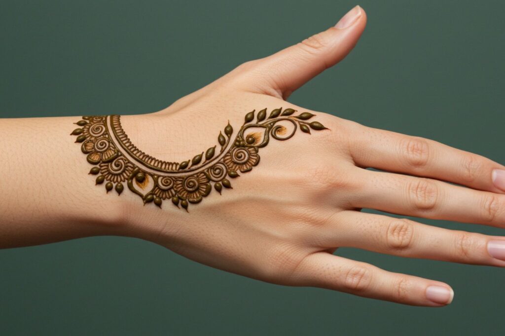 Half Crescent Floral Mehndi