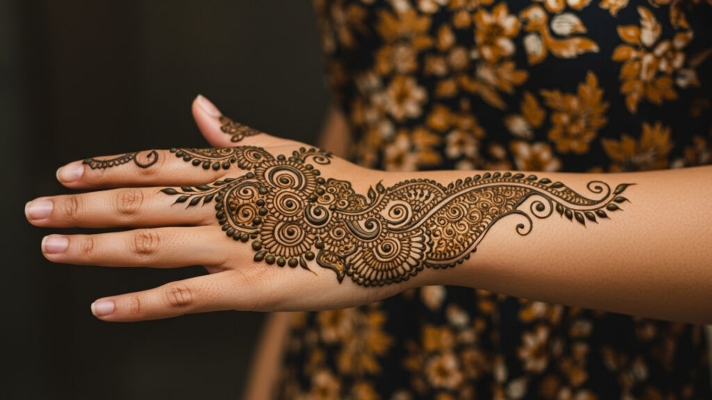 Elegant Paisley Curve Mehndi