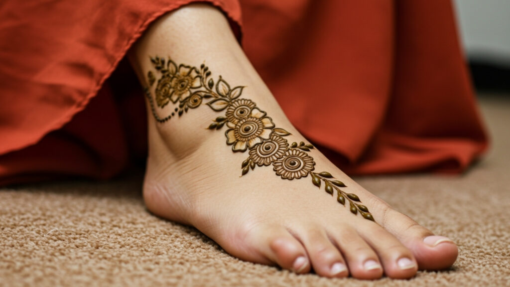 Vertical Blossom Toe Mehndi