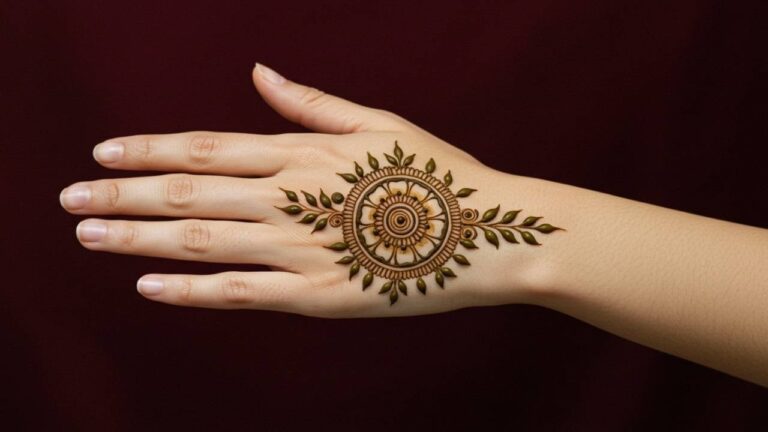 Dark Maroon Dot Mandala Art.Simple Design