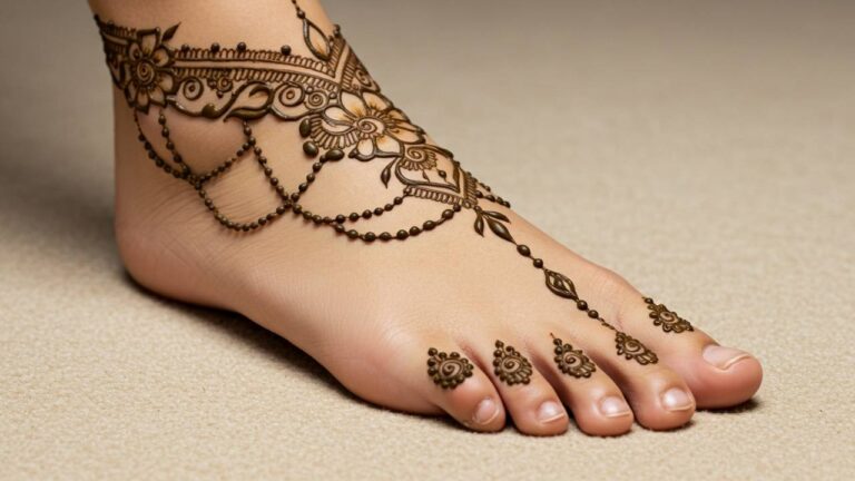 Floral Chain Anklet Mehndi