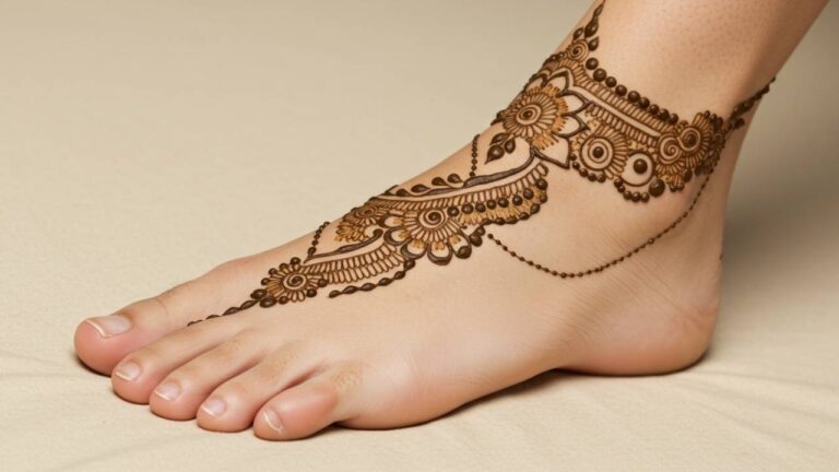Floral Shield Anklet Design