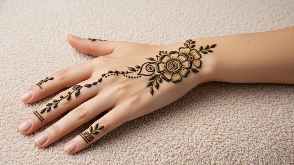 Half Circle Bloom with Dots.Simple Design