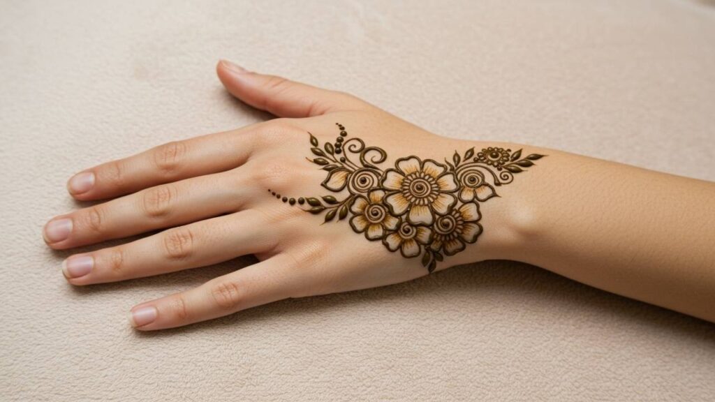 Minimalist Heart Style Mehndi.Simple Design