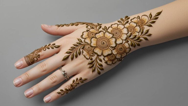 Net Lace Bloom Mehndi.Simple Design