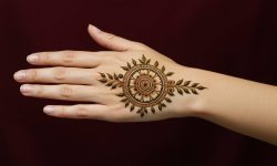 Dark Maroon Dot Mandala Art.Simple Design